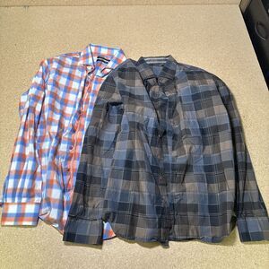 Lot Of 2 Hammer Made Shirt Mens 42 / 16.5 Plaid Long Sleeve Button Up D3
